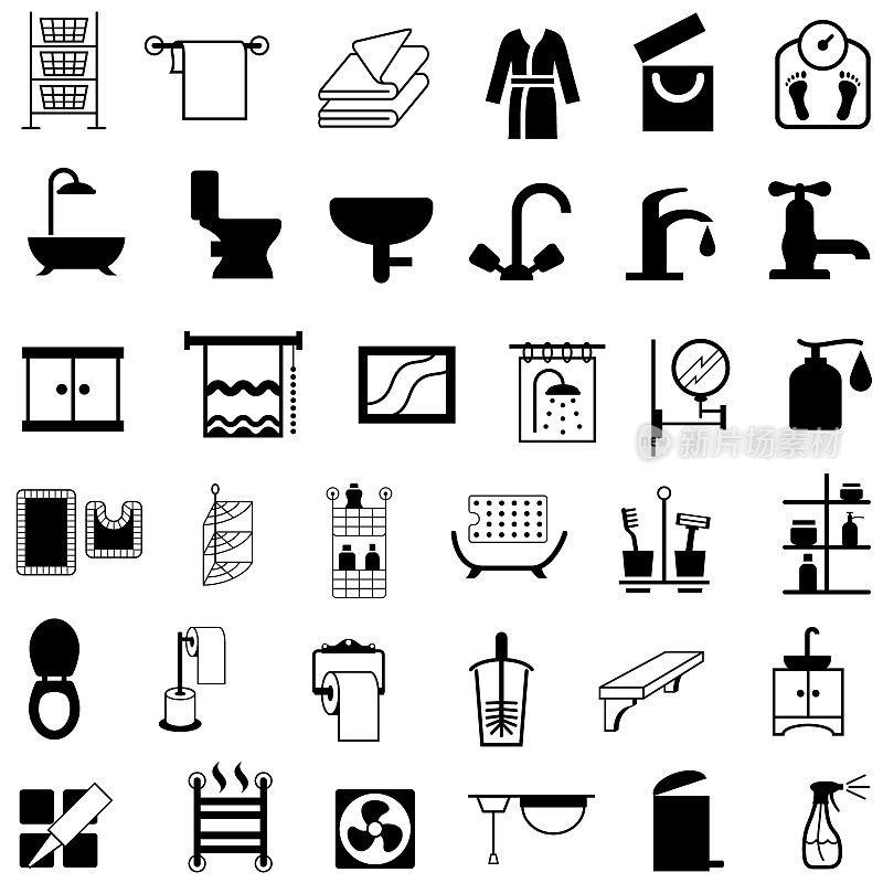Bathroom, Washroom and Toilet Housewares Products Icons